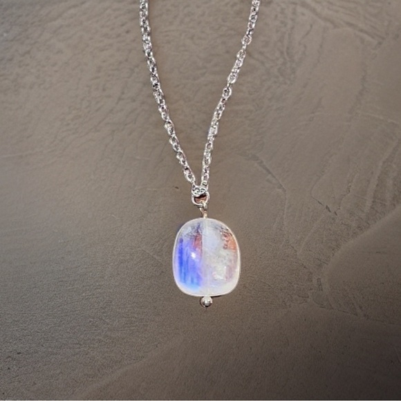 High Quality Genuine Rainbow Moonstone Pendant Necklace! - Picture 10 of 11